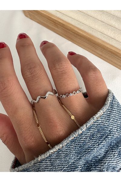 ringbox Silver Colored 2-Piece Clover Minimal Series Ring