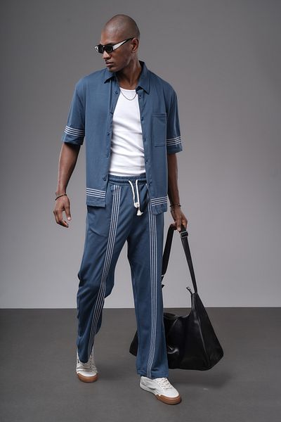 Butik Striped Oversize Fit Shirt Pants Set