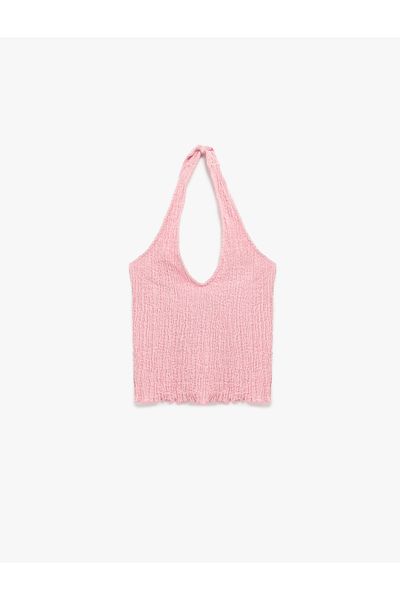 Koton Wrap Fabric Slim Fit Back Low-Cut Halter Neck Top