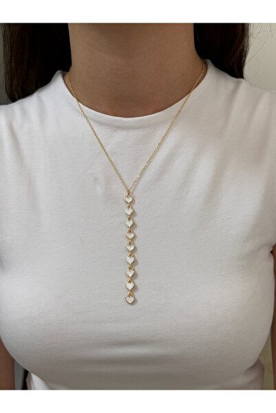 KİLİGİSTANBUL BEYAZ KALPLER Y KOLYE (DEKOLTE KOLYE)