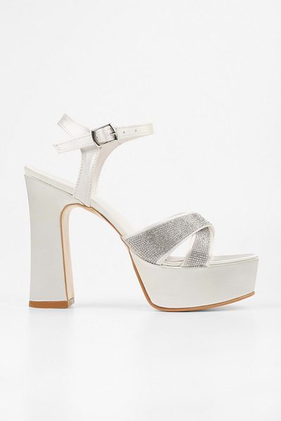 Shoeberry Women's Fiora Satin Platform Heeled Shoes