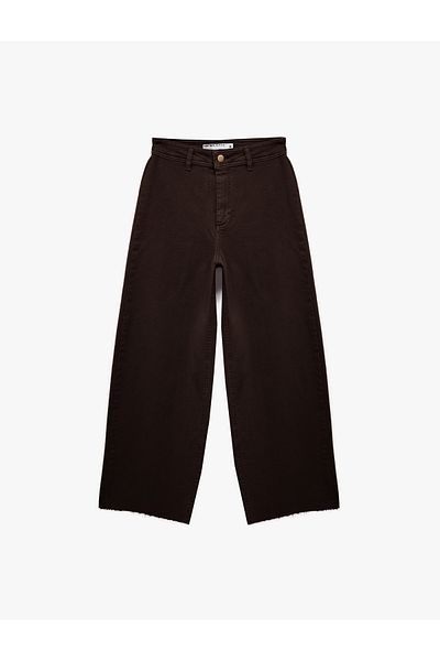 Koton High Waist Button Pockets Relaxed Fit Wide Leg Denim Pants - Culotte Jeans