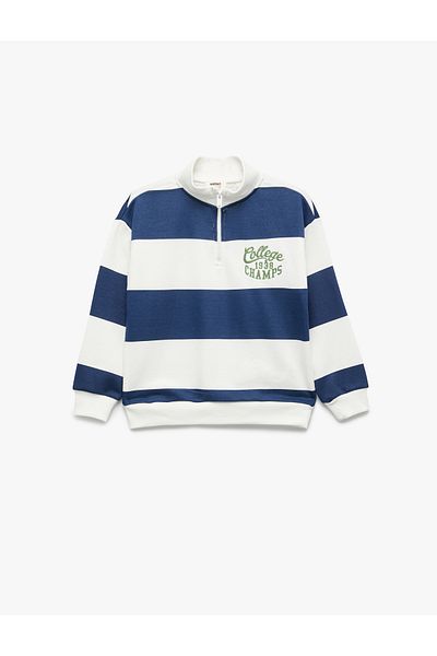 Koton Stand Collar Long Sleeve Half Zipper Oversize Sweatshirt