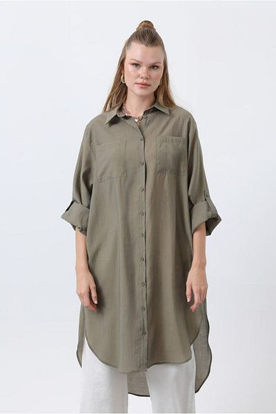 Moda Rosa 25Y7034 - Khaki - Long Pocket Shirt