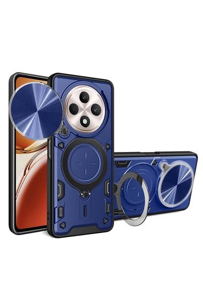 SKYDDAR INNOVATION Husă pentru Oppo Reno12 F / Reno12 FS, CamGuard Pro, inel magnetic, protecție cameră, set autocolante, albastră