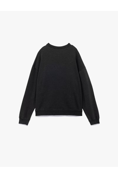 Koton Raised Long Sleeve Crew Neck Stone Printed Oversize Sweatshirt