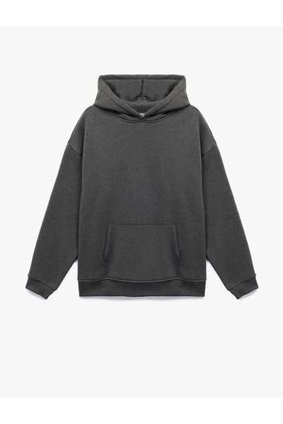 Koton Raised Long Sleeve Hooded Oversize Sweatshirt