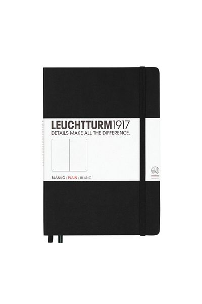 Leuchtturm Plain Notebook, A5 Size, Hardcover, Black Cover, Acid‑Free Paper