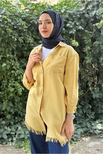Moda Rosa 25Y7012 - Yellow - Lycell Shirt with Tassels