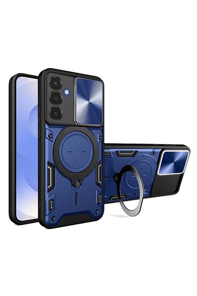 SKYDDAR INNOVATION Husă pentru Samsung Galaxy S25, CamGuard Pro, inel magnetic, protecție cameră, set autocolante, albastră