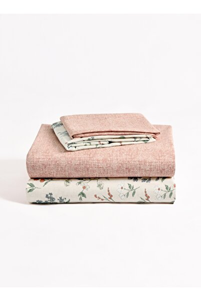 Master Home Textile طقم غطاء لحاف قطني مزهر، 200 خيط، مقاس كوين، 4 قطع، سحاب إغلاق، يناسب سريرًا مقاس 160 × 200 سم