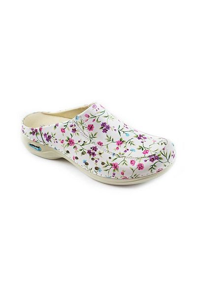 Nursing Care Premium Washable Genuine Leather Medical Clogs – Nursingcare Wash'Go Berlin, Flower Edition