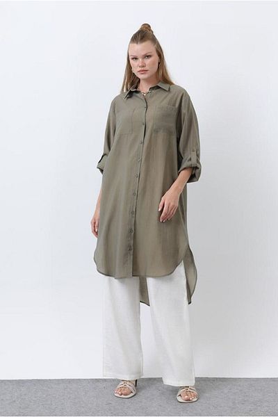 Moda Rosa 25Y7034 - Khaki - Long Pocket Shirt