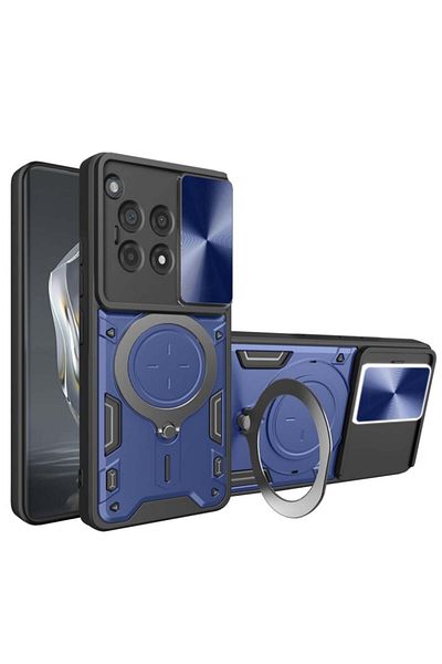 SKYDDAR INNOVATION Husă pentru OnePlus 12R, CamGuard Pro, inel magnetic, protecție cameră, set autocolante, albastră