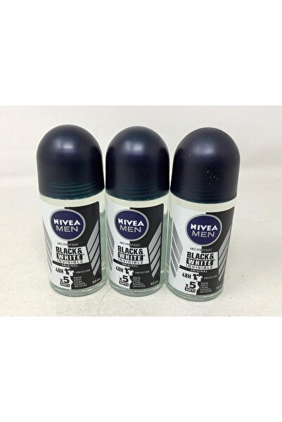 NIVEA for Men Deodorant Roll On 1.69 Oz (Invisible B&W Power) Pack of 3
