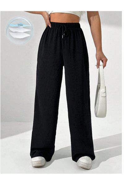 CANDERO Pantaloni de sport pentru femei, negri, largi, supradimensionați, de calitate, cu croiala largi, flexibili, confortabili, din țesăturăYUS