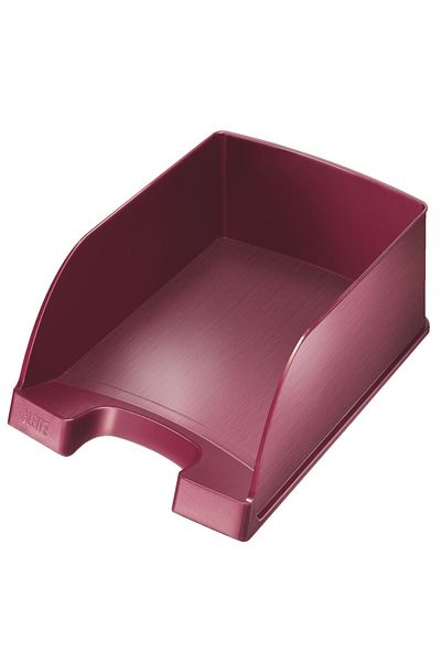 Leitz Tavă pentru documente Style Burgundy, format A4, finisaj metalic, organizator de birou din plastic stivuibil