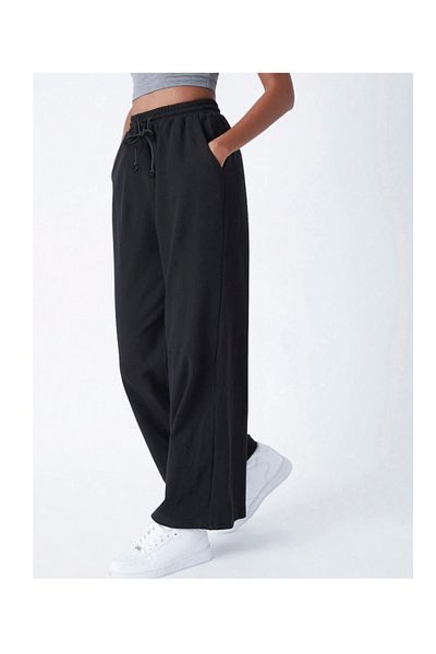 CANDERO Pantaloni de sport pentru femei, negri, largi, supradimensionați, de calitate, cu croiala largi, flexibili, confortabili, din țesăturăYUS