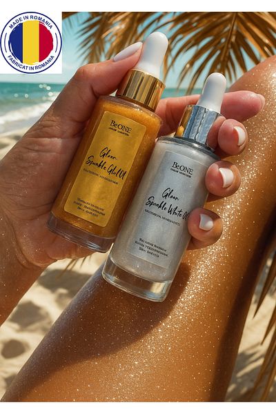 BeOne Cosmetics Set GLOW SPARKLE OILS BeOne Cosmetics– uleiuri cu sclipici cu particule mari, aroma vanilie si cocos