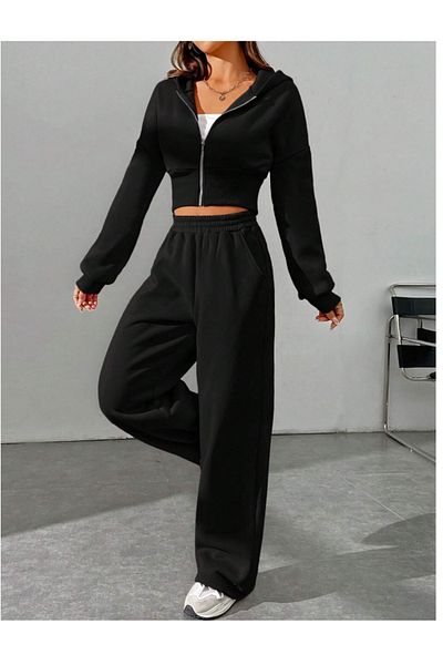 CANDERO Pantaloni de sport pentru femei, negri, largi, supradimensionați, de calitate, cu croiala largi, flexibili, confortabili, din țesăturăYUS