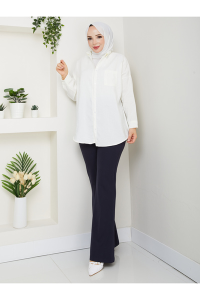 Moda İncir Spanish Cuff Trousers with Elastic Waist