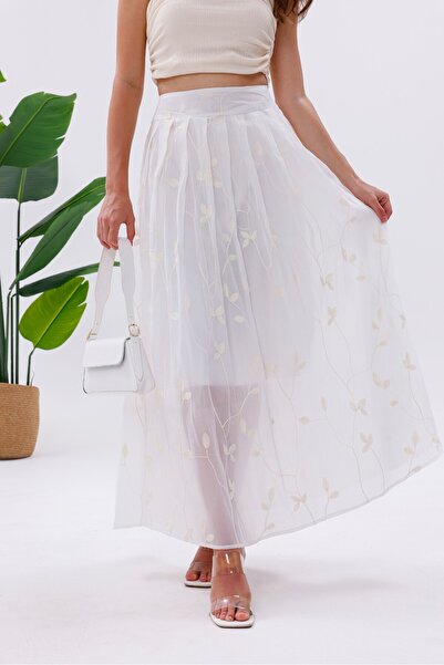 Pulli Collection Embroidery Embroidered Semi-Transparent Organza Effect Skirt