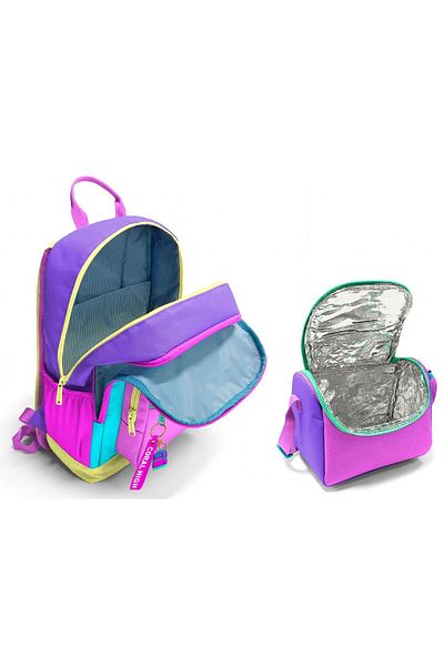 Coral High Set rucsac și nutriție pentru școala primară și gimnazială - pentru fete violet verde roz multi