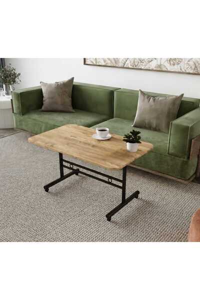 lakeyf Tekerlekli Orta Sehpa Çalışma Masası Yemek Masası 60x90 Cm
