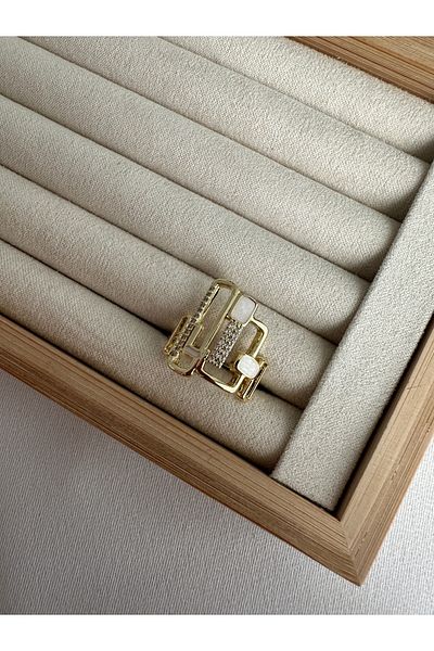 ringbox White Enamel Asymmetry Ring