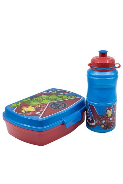 AVENGERS Set of 400 ml water bottle and sandwich box, multicolor, plastic, BPA-free, Avengers, Marvel
