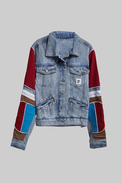 its basic Jachetă de blugi cu design special oversize din țesătură dublă de culoare roșie pentru femei