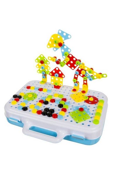 OEM Creative Skill Puzzle Game, Mosaic Type with Screws, Washers, and Electric Drill, 106 Elements
