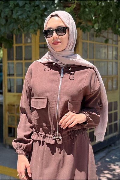 Moda Rosa 25Y7544 - Brown - Cut Detail Skirt Suit