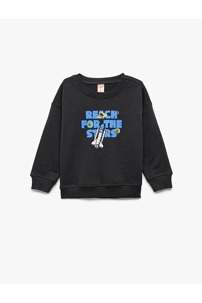 Koton Long Sleeve Crew Neck Cotton Printed Sweatshirt