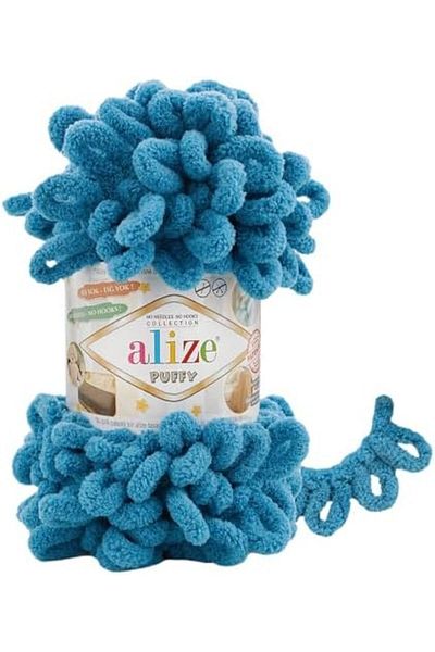 Alize Puffy Hand Knitting Yarn 1PC (Color Ocean Dusk Blue No. 294)