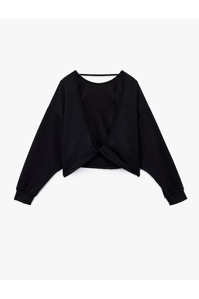 Koton Modal Fabric Comfortable Fit Long Sleeve Boat Neck Back Low-Cut Blouse