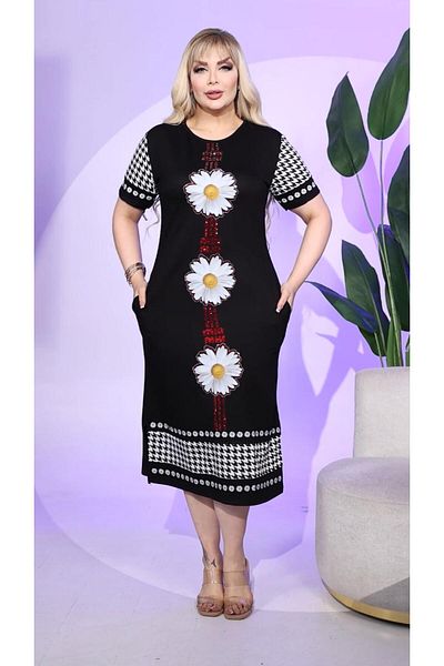 Kokostrendi Daisy Crystal Stone Dress - Black