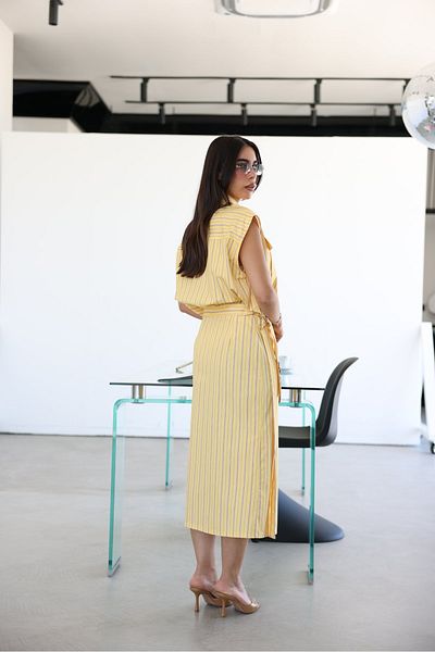 Özge Özgenç Striped Tie-Up Shirt Dress