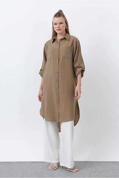 Moda Rosa 25Y7034 - Mink - Long Pocket Shirt