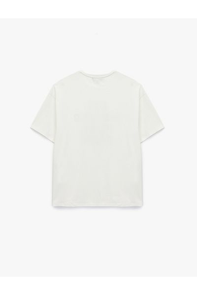 Koton Short Sleeve Crew Neck Printed Slit Oversize Sports T-Shirt