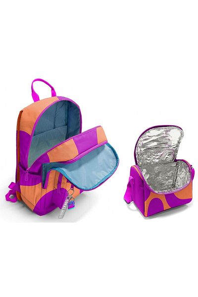 Coral High Elementary and Middle School Backpack and Nutrition Set - Orange Purple Color for Girls