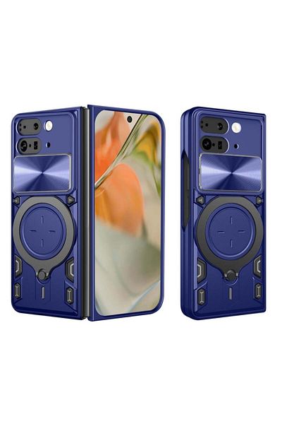 SKYDDAR INNOVATION Husă pentru Google Pixel 9 Pro Fold, CamGuard Pro, inel magnetic, protecție cameră, set autocolante, albastră
