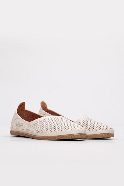 Ayakkabıhane Inside and Outside Genuine Leather Beige Style Women's Ballerina Shoes Ah084192612208