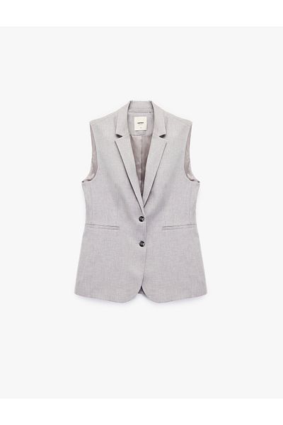 Koton Double Breasted Collar Sleeveless Long Blazer Vest