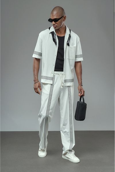 Butik Striped Oversize Fit Shirt Pants Set