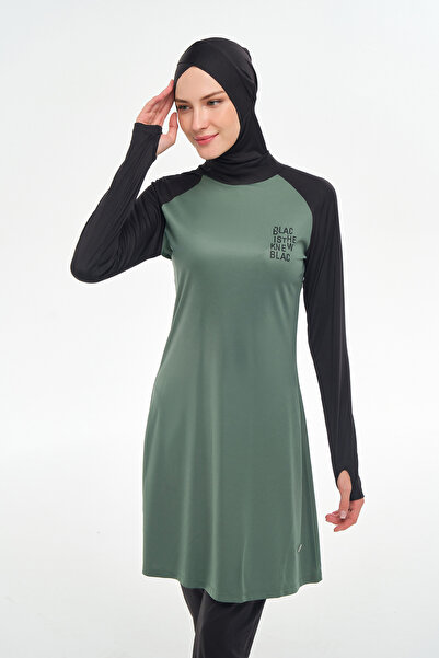 ROZAMAY Raglan Sleeve Lycra Full Covered Hijab Swimsuit 3131 Pine Green