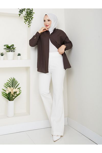 Moda İncir Spanish Cuff Trousers with Elastic Waist