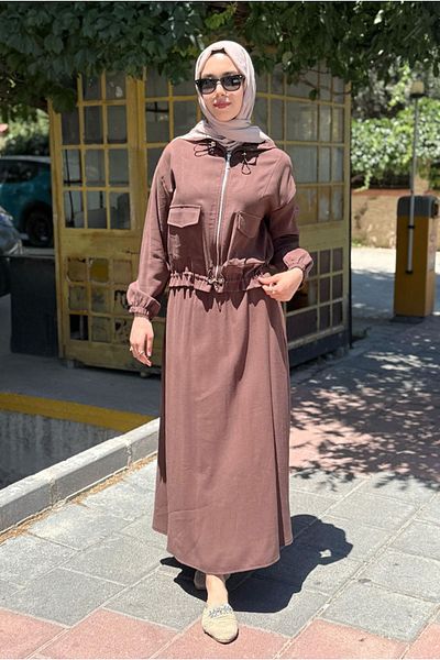 Moda Rosa 25Y7544 - Brown - Cut Detail Skirt Suit
