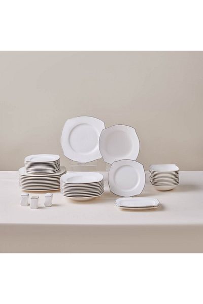 Karaca Karaca Square Bone Eterno 53-teiliges 12-Personen Geschirrset Platin