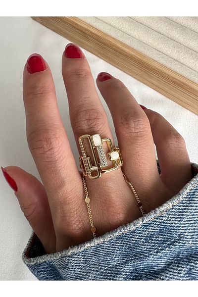 ringbox White Enamel Asymmetry Ring